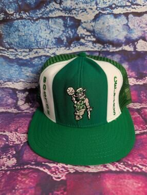 Vintage Boston Celtics Basketball Snapback Hat Ajd Lucky Stripes